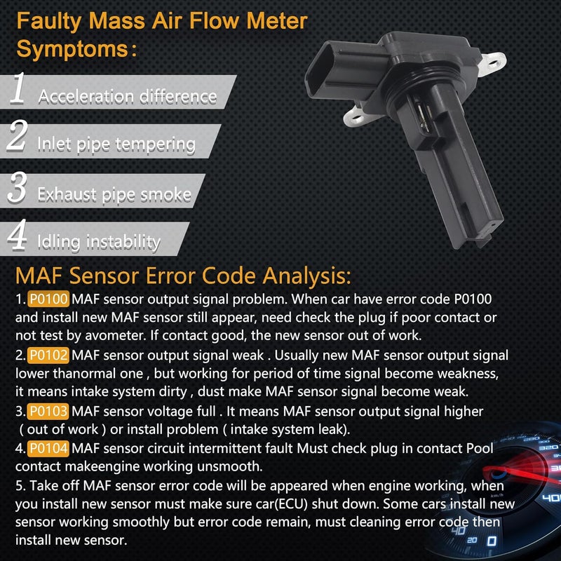 Yezoauto Mass Air Flow Sensor Maf Meter Compatible with Subaru Crosstrek 2016; Forester 2009-2016; Impreza 08-15; Impreza Sport 08-11; Legacy 08-16; Outback 08-16 & More Replace OE 22680-AA380 - Image 2